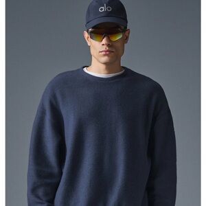 ALO Yoga Men's Triumph Restore Navy Blue Crewneck Sweatshirt